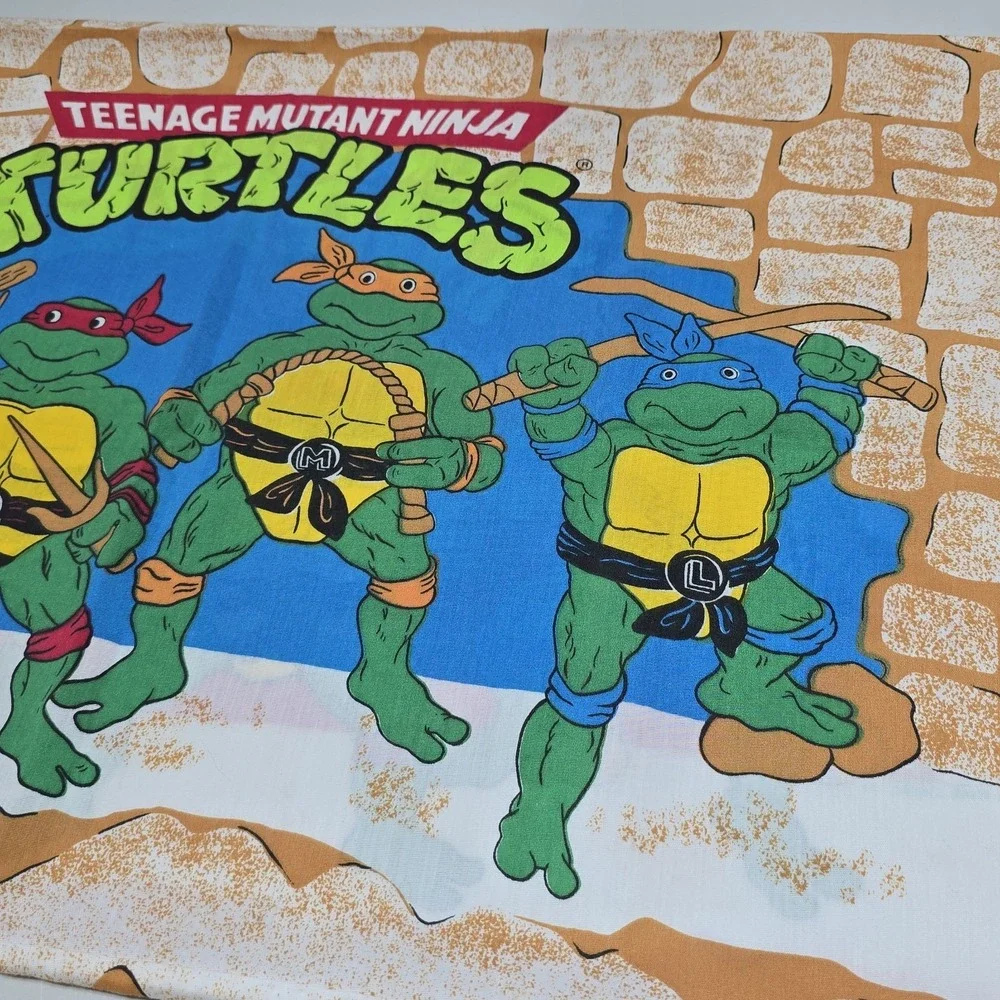 Vintage 1988 TMNT Teenage Mutant Ninja‎ Turtles Pillowcase 29x19 Bright Colors